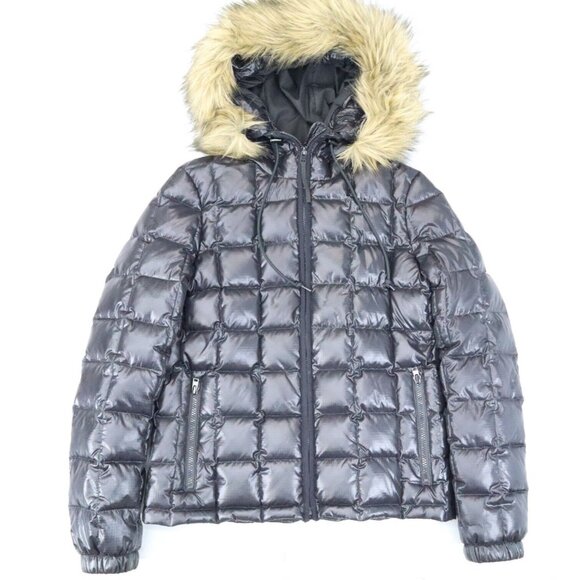 J Crew Jacket Women's Size Small Black Down Feathers Faux Fur Puffer Coat - Picture 1 of 6
